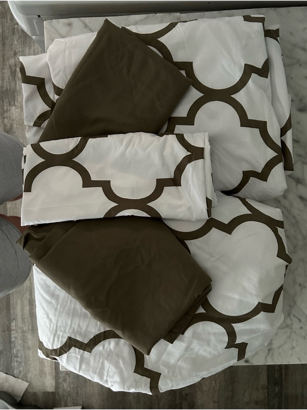 Modern Brown and White Geometric Duvet Cover Set